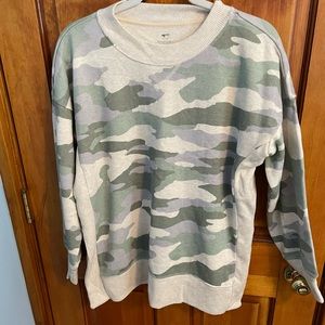 never worn small sweatshirt/sweater. super cute! love camo